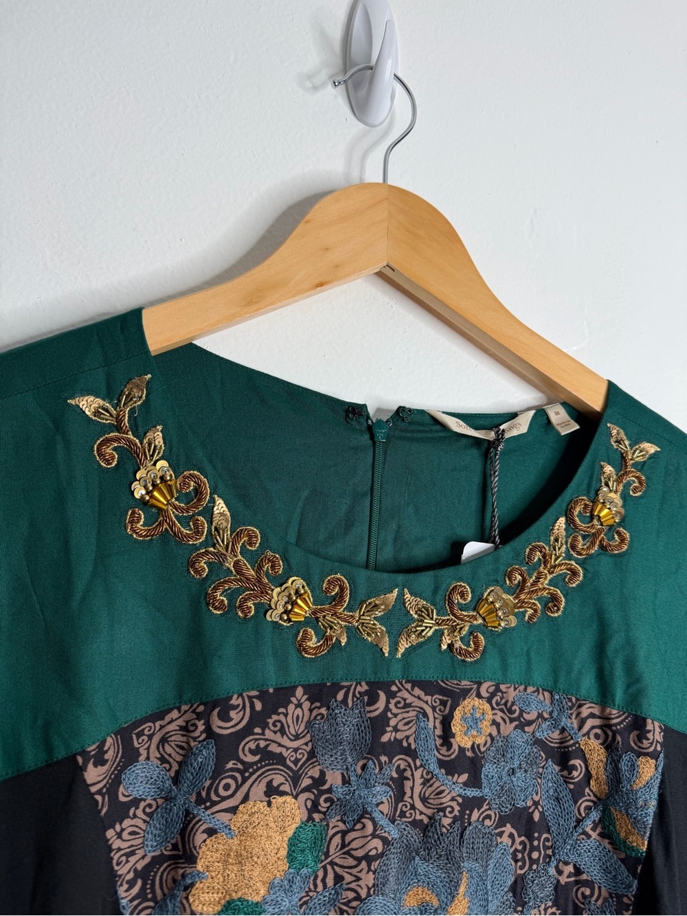 Soft Surroundings Icon Sultana Dress Medium Beaded Embroidered Dark Academia - Picture 10 of 15